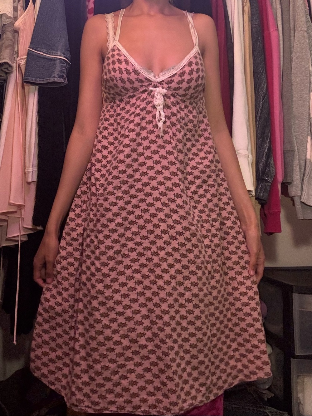 size small derek heart pink floral babydoll dress